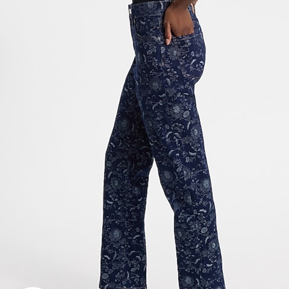 Express Floral Dark Wash Straight Leg Jeans Size 8 NWT - Picture 5 of 8